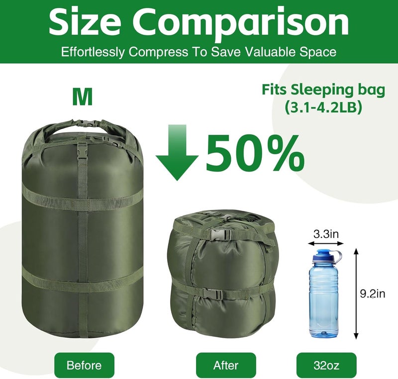 NewShot حقيبة ضغط خفيفة الوزن، حقيبة نوم محمولة، حقيبة تخزين لحقيبة النوم بسعة 15L/27L/45L، حقيبة ضغط موفرة للمساحة للتخييم، المشي، السفر -M - Image 4